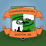 Charles river crest on a light blue and green background